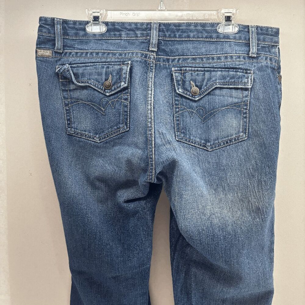 Cruel Girl‎ 15 Long Boot Cut Dark Wash Flap Pocket Denim Jeans Distressed Flared